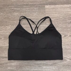 Women's Black Strappy Sports Bra